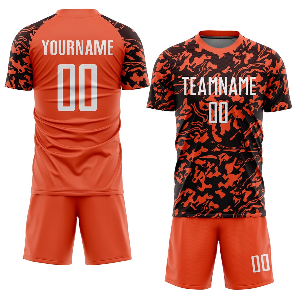 Uniform Sublimation Custom Orange Jersey White-Black Soccer