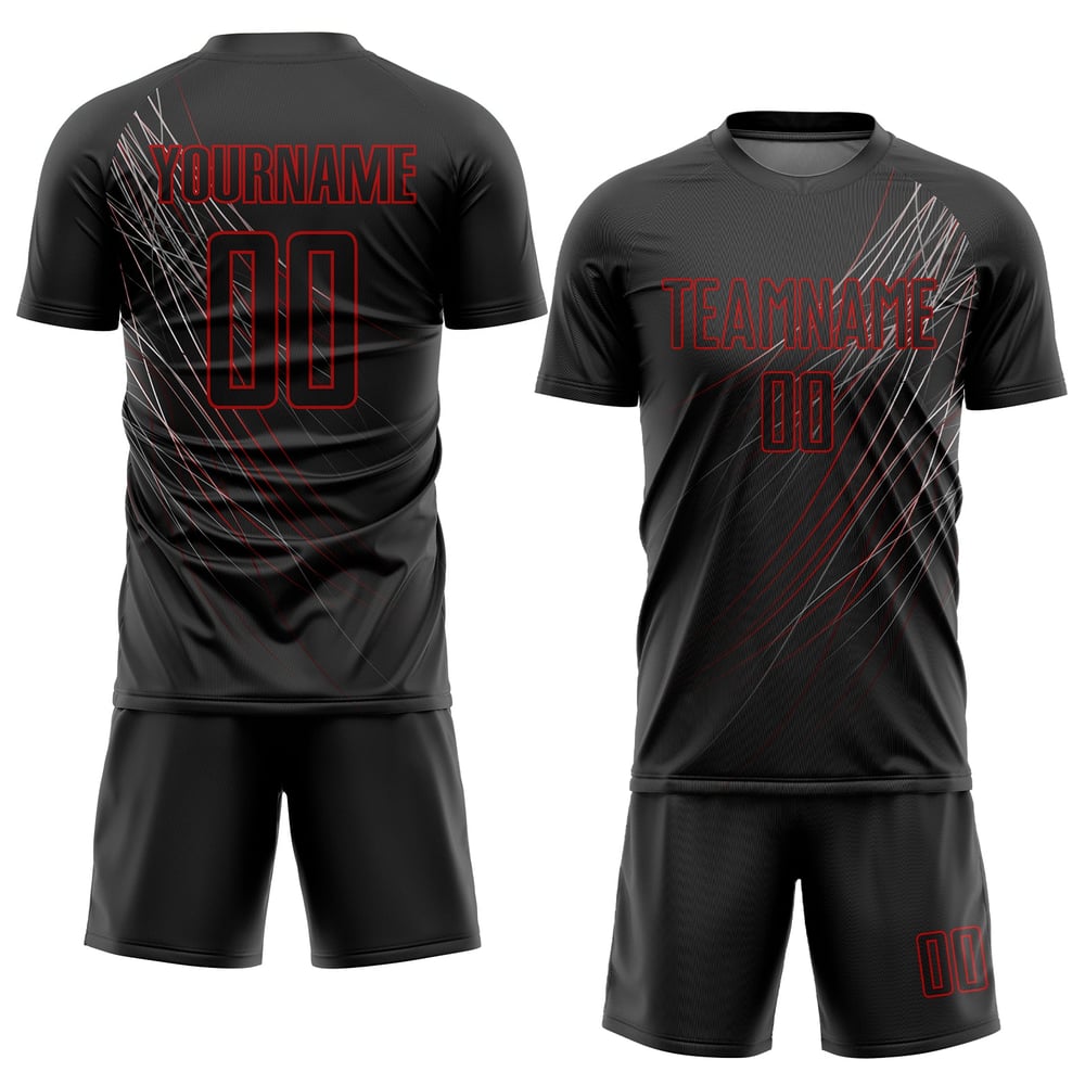 Uniform Custom Black Jersey Soccer Black-Red Sublimation