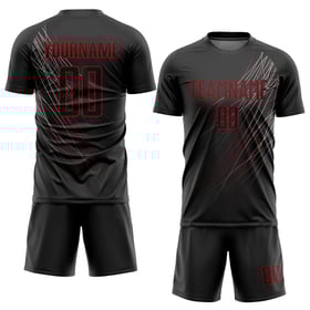 Uniform Custom Black Jersey Soccer Black-Red Sublimation