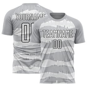 Sublimation White-Black Pinstripe Gray Uniform Custom Jersey Soccer