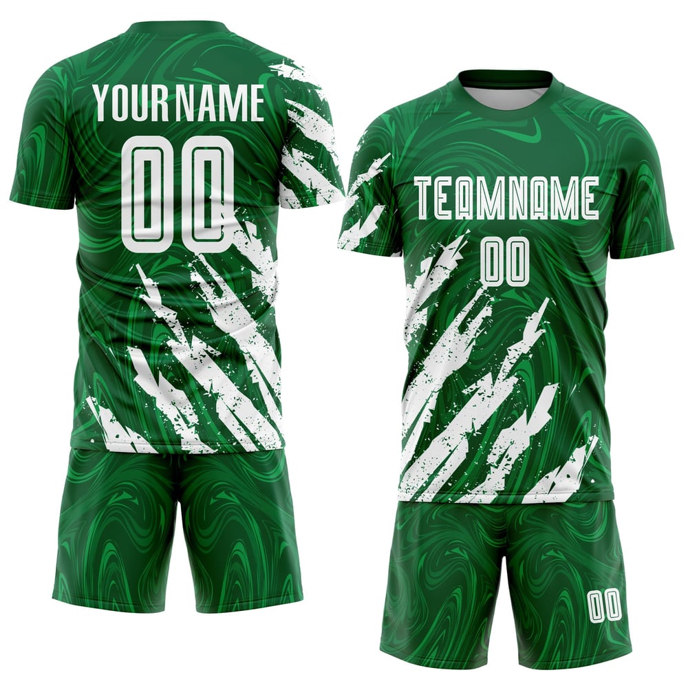 White Uniform Custom Soccer Kelly Sublimation Jersey Green