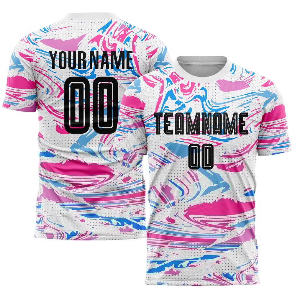 Uniform Figure Sublimation Soccer Jersey Black-Pink Custom