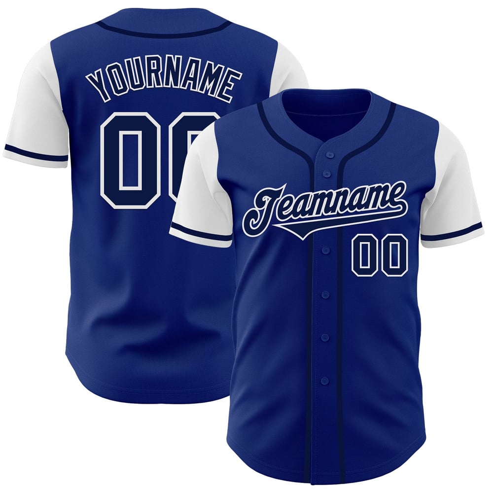 Due maglie da baseball Royal Navy-Bianco, autentiche, personalizzate
