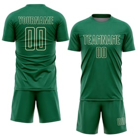 Maglia Kelly personalizzata con stampa a sublimazione geometrica verde crema da calcio