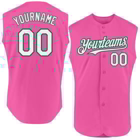 Baseball Authentic Pink Jersey Green Custom Sleeveless White-Kelly