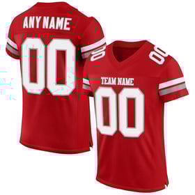 Authentic White-Gray Mesh Football Jersey Custom Red