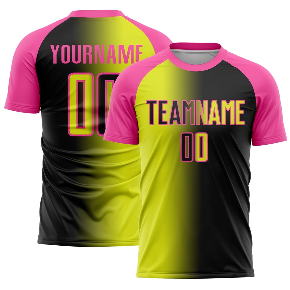 Jersey Schwarz Gelb-Rosa Mode Benutzerdefinierte Neon Uniform Gradienten Sublimation