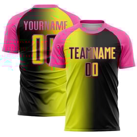 Jersey Schwarz Gelb-Rosa Mode Benutzerdefinierte Neon Uniform Gradienten Sublimation