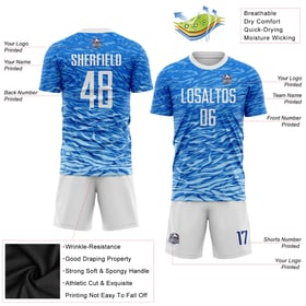 White Soccer Uniform Sublimation Royal Custom Jersey