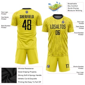 Gold Uniform Jersey Soccer Sublimation Custom Black