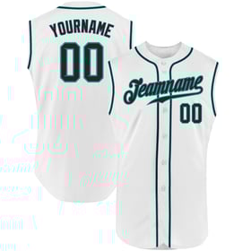 Baseball Jersey Black-Teal Sleeveless Custom Authentic White