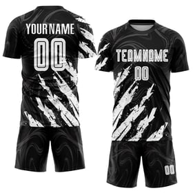 Uniform Black Custom Sublimation Soccer Jersey White