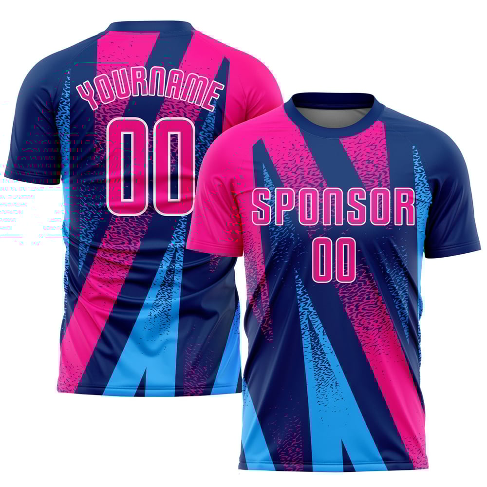 Sublimering av fotbollströjor med figurer, anpassad uniform, rosa - Royal