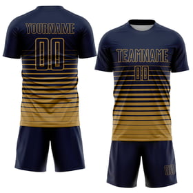 Sublimation Gold Nadelstreifen Navy Fußball Verblassen Uniform Jersey Custom Old Fashion