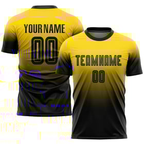 Sublimation Custom Fashion Fade Uniform Jersey Black Soccer Gold