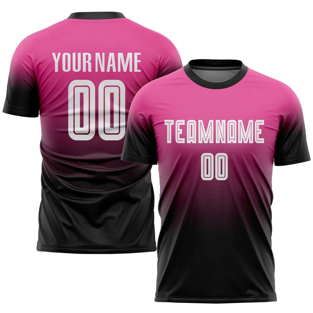 Custom Fade Jersey Soccer Fashion White-Black Uniform Pink Sublimation