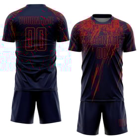 Maillot de football personnalisé à sublimation rouge marine