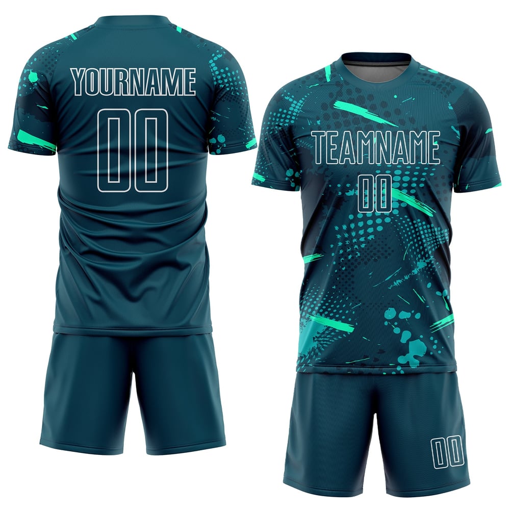 Green-Teal Uniform Jersey Soccer Sublimation Custom Green