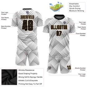 Jersey Uniform Soccer Sublimation Custom Black-Old White Gold