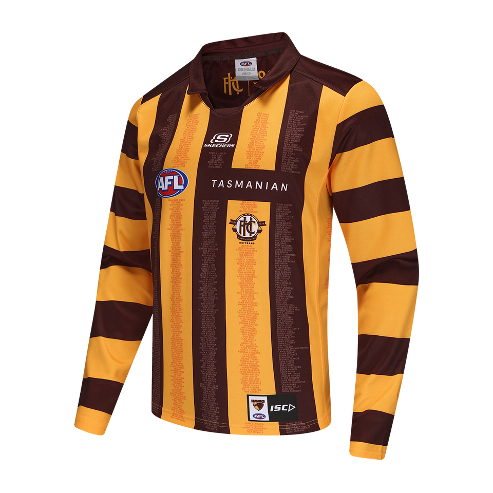 Men's Hawthorn Hawks 2025 Home Long Sleeve Centenary Guernsey