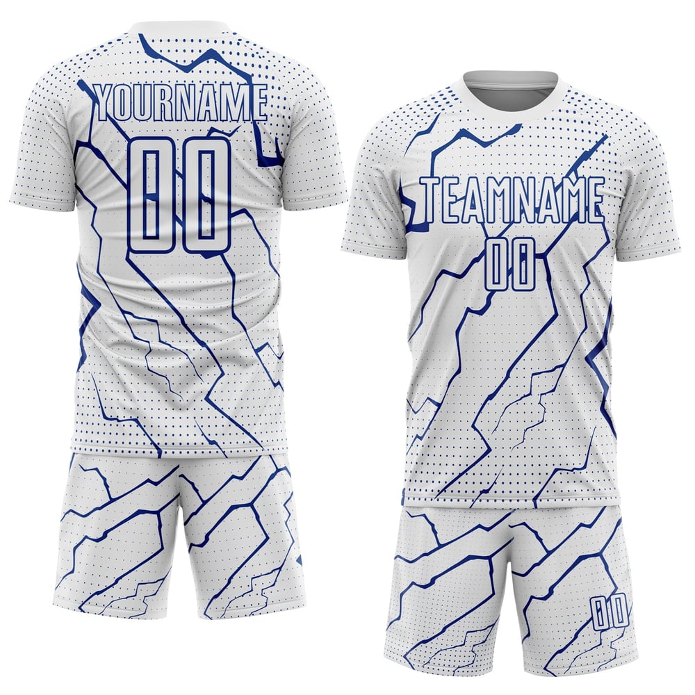 Maglia da calcio personalizzata Royal Sports White Lightning con stampa a sublimazione