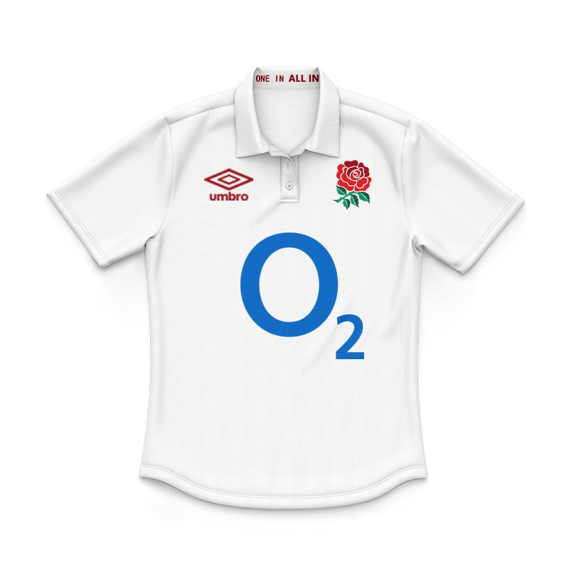 Kid's England Rugby 2024/25 Third Warm Up Polo Shirt - White
