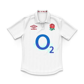 Kid's England Rugby 2024/25 Third Warm Up Polo Shirt - White