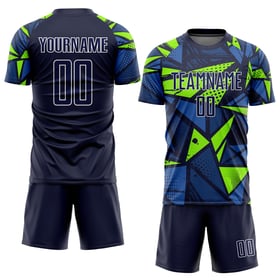 Soccer Sublimation Custom Jersey Uniform Navy Navy-Neon Green