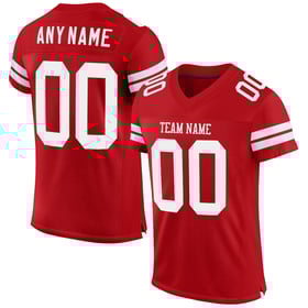 Red White Custom Jersey Authentic Mesh Football