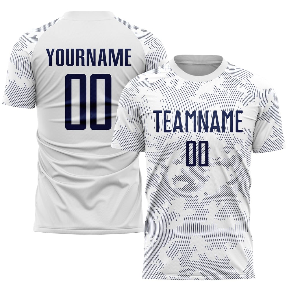 Sublimation Uniform Navy Soccer Jersey White Custom