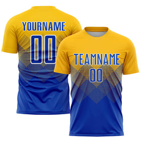 Uniform Gold Sublimation Royal-White Soccer Custom Jersey