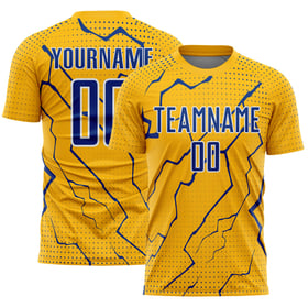 Maglia personalizzata in oro Royal-White Lightning Soccer Sublimation Sports