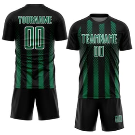 Form Grün-Weiß Sublimation Schwarz Custom Uniform Kelly Fußball Jersey Geometrisch