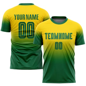 Sublimation Soccer Fashion Fade Gold Kelly Jersey Green Custom Uniform