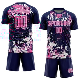Uniform Jersey Custom Soccer Navy Pink-White Sublimation