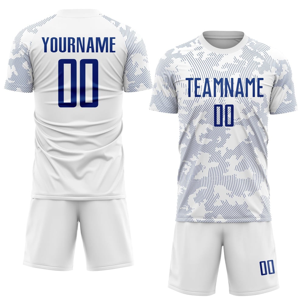 Royal Custom White Jersey Uniform Soccer Sublimation
