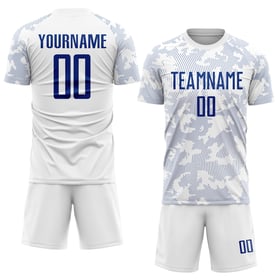 Royal Custom White Jersey Uniform Soccer Sublimation