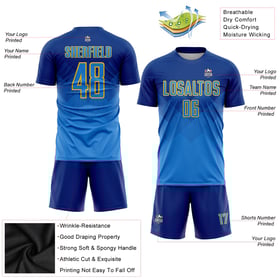 Blue-Gold Custom Jersey Soccer Powder Royal Sublimation Uniform
