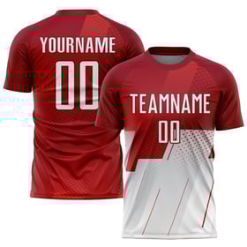 Maillot de football personnalisé à sublimation rouge et blanc