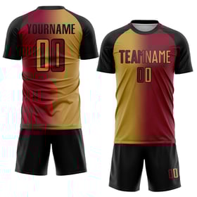 Old Maroon Fashion Jersey Uniform Fußball Custom Gradient Gold-Schwarz Sublimation