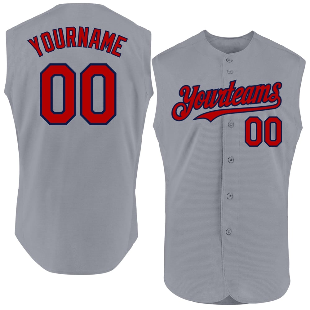 Jersey Custom Sleeveless Red-Navy Gray Authentic Baseball
