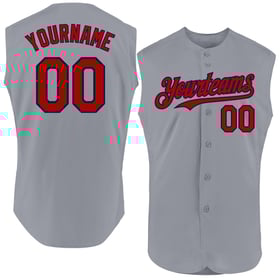 Jersey Custom Sleeveless Red-Navy Gray Authentic Baseball