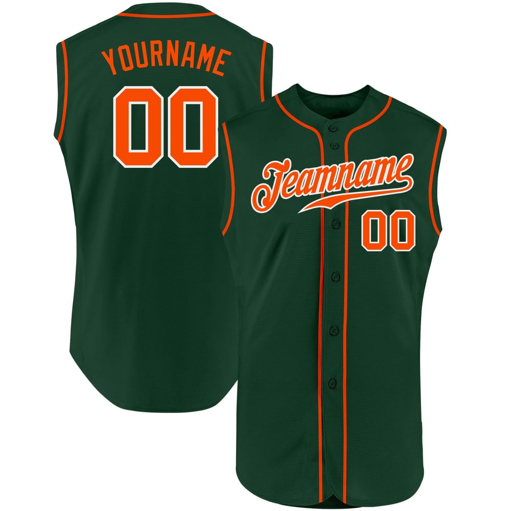 Orange-White Baseball Custom Authentic Green Sleeveless Jersey