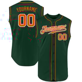 Orange-White Baseball Custom Authentic Green Sleeveless Jersey