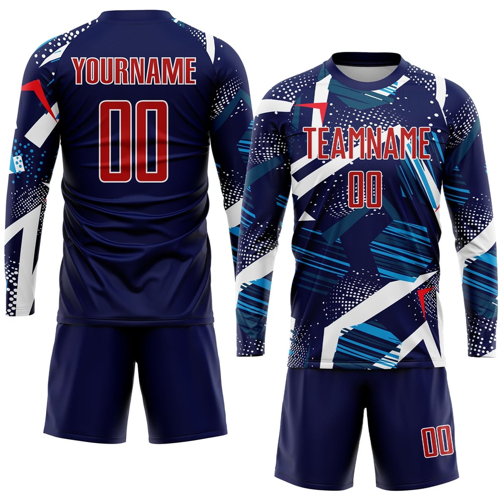 Soccer Navy Uniform Custom Sublimation Jersey Red-White