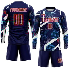 Soccer Navy Uniform Custom Sublimation Jersey Red-White