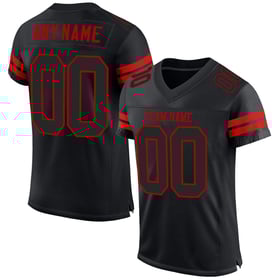 Jersey Black Mesh Football Custom Black-Red Authentic