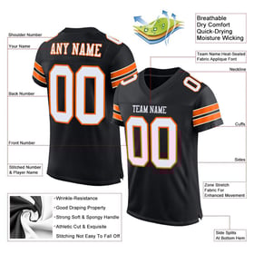 Authentic Custom Jersey White-Orange Football Black Mesh