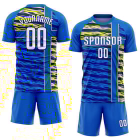 Uniforme de fútbol personalizado de sublimación blanca azul marino y dorado