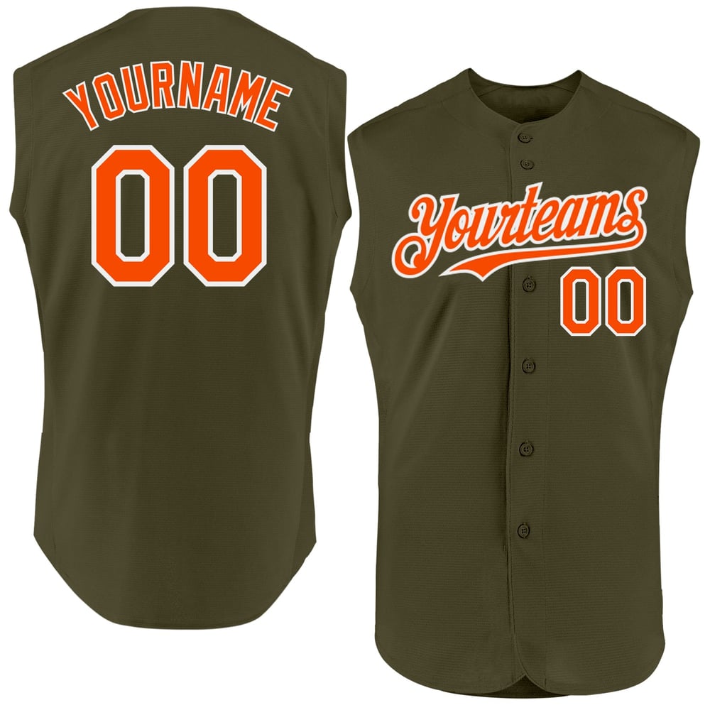 Salute Orange-White Custom To Olive Authentic Service Jersey Baseball Sleeveless